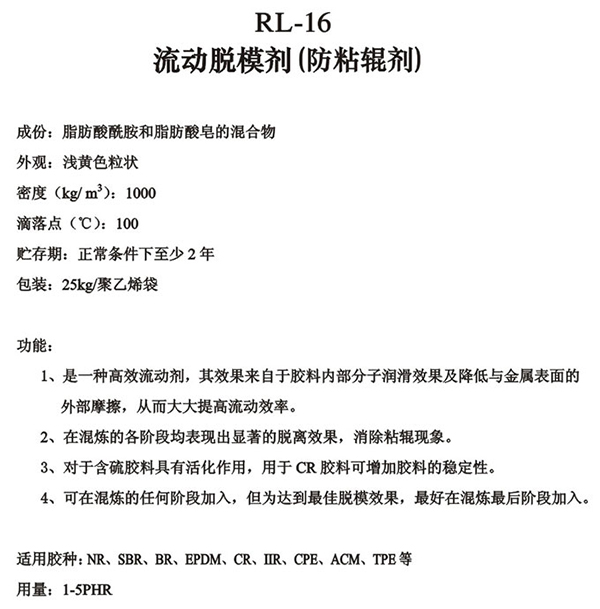 加工助剂系列RL-16流动脱模剂-锐巴化工